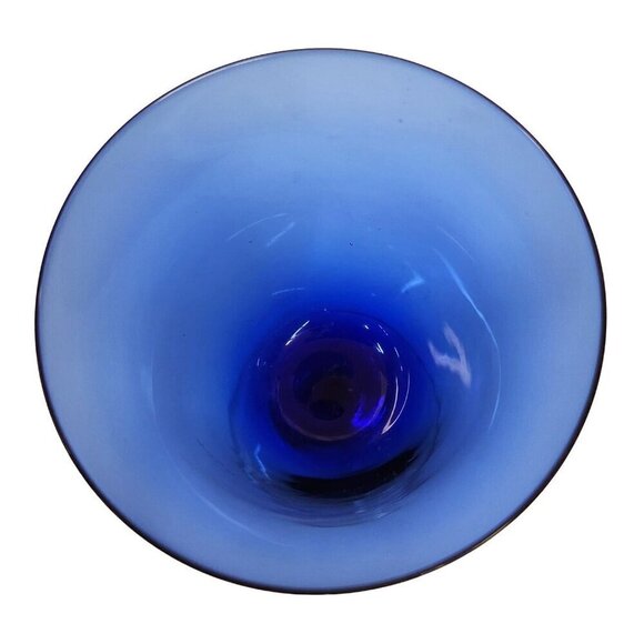 Cobalt Blue Glass Goblet With Clear Ball Stem Blue Fluted Wine Goblet - Picture 6 of 6